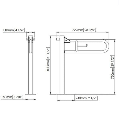 Barra Abatible con Columna Mediclinics Inox Satinado