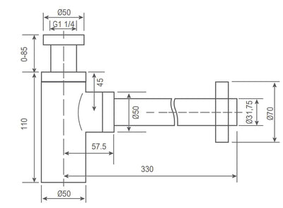 Sifón Lavabo IMEX SCL002 Black Gun Metal