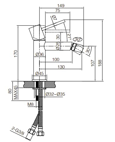 Grifo Monomando de Bidé IMEX Monza BDM039-2NQ Níquel Cepillado