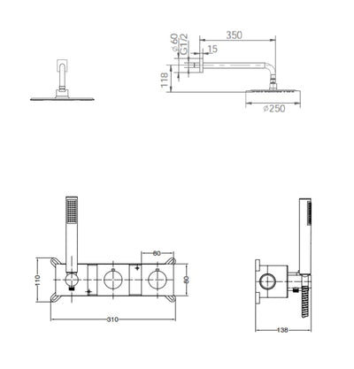 Conjunto Ducha Empotrado IMEX Breda GTB056 Cromo