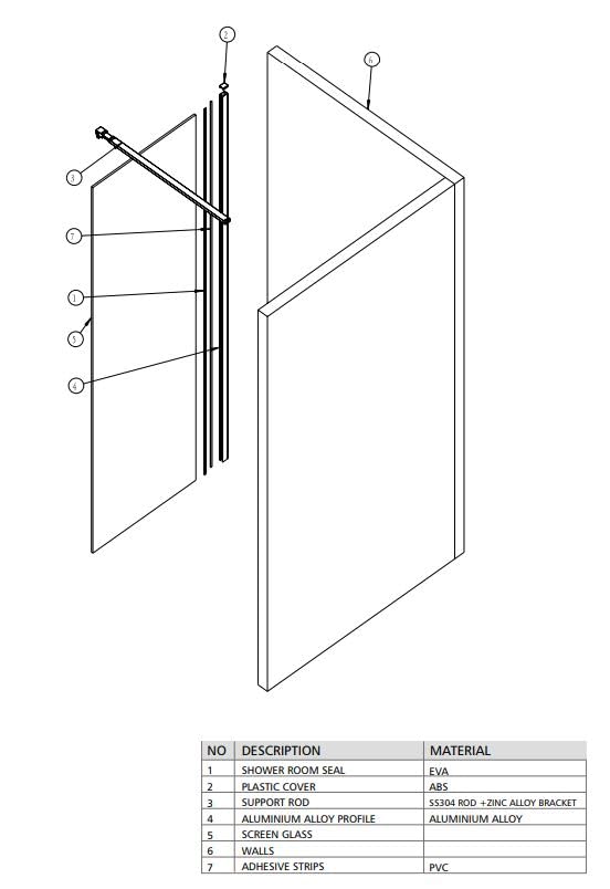Mampara Fija Imex SCREEN PRO Negro Mate | Panel de Ducha con Vidrio Templado y Perfil de Aluminio