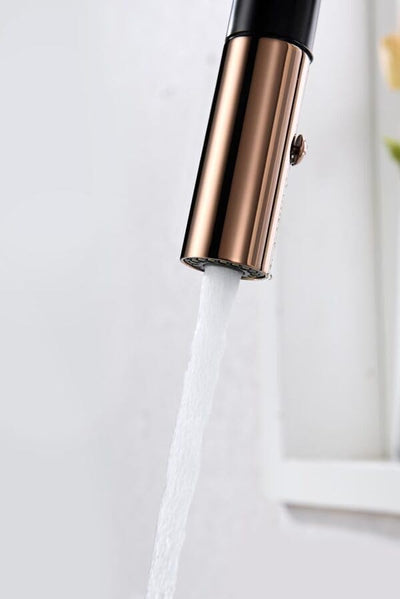 Grifo Cocina Extraíble IMEX Samoa GCE017 Negro Mate Oro Rosa