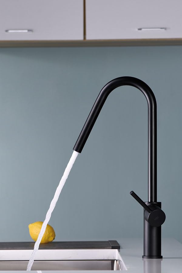 Imex - Grifo Monomando para Cocina Kenia | Negro mate, Latón de alta calidad, Cartucho cerámico Ø35 mm, Instalación fácil