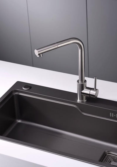 Grifo Cocina Extraíble IMEX Moscu GCE006/AC Acero S.316 Monomando Ø35 mm