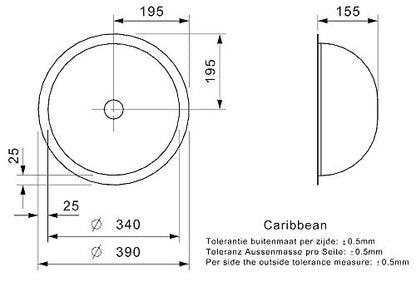 Reginox Fregadero CARIBBEAN (L) OSP con desagüe y rebosadero en accionamiento manual/superficie/base/empotrable/fregadero de acero inoxidable