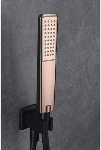 Conjunto Ducha Empotrado Techo IMEX Estocolmo BDES37-6NG Negro Mate Oro Rosa