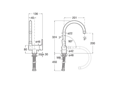 Grifo Cocina Roca L20 A5A8209C00 Cromo