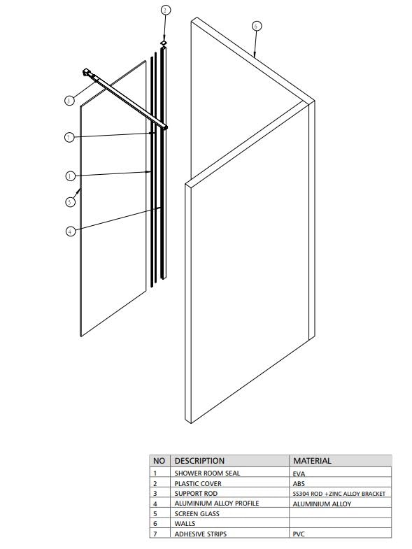 Mampara Fija Imex SCREEN PRO Cromado | Panel de Ducha con Vidrio Templado y Perfil de Aluminio