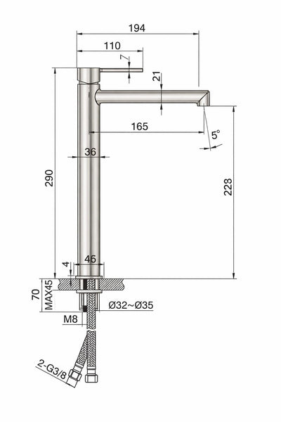 Grifo Lavabo Alto IMEX Toscana BDT064-3