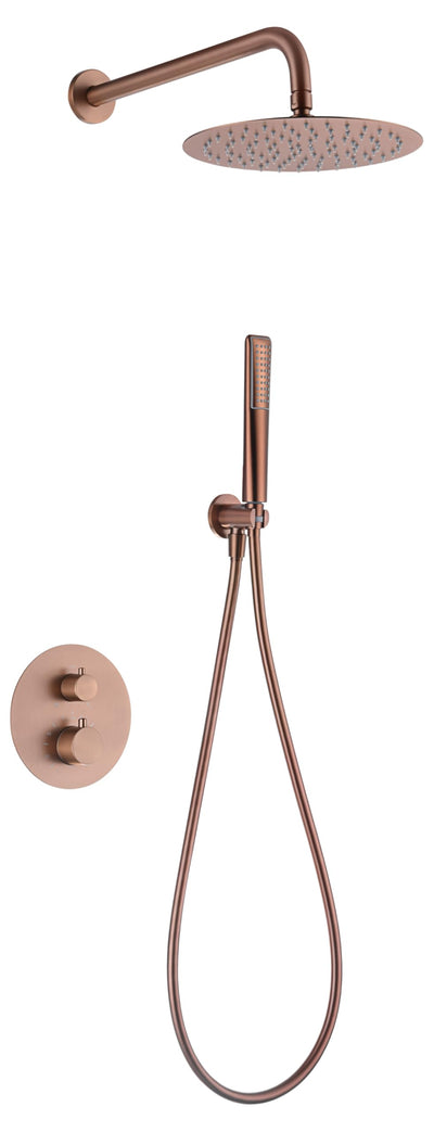 Conjunto Ducha Empotrado Termostático IMEX Nápoles GTN047/ORC Oro Rosa Cepillado PVD