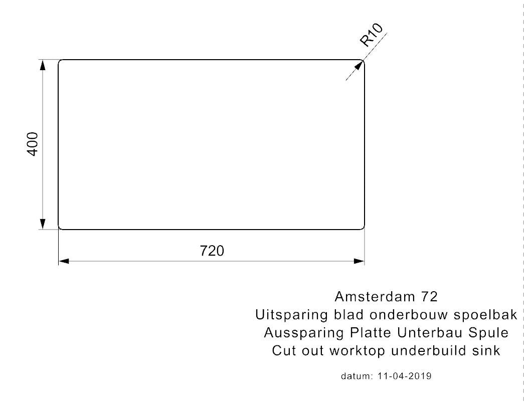 Reginox Amsterdam 72 Pure White Granito fregadero 720 x 400 color blanco