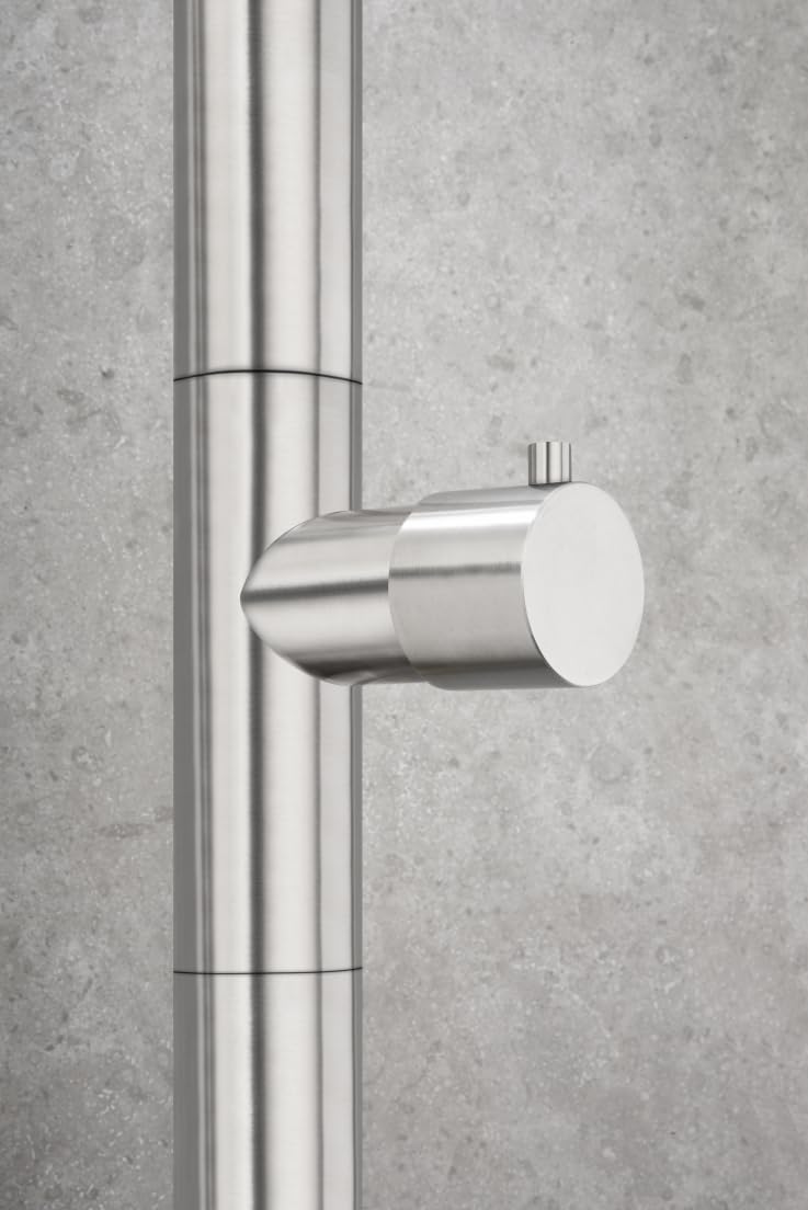 Imex - Barra de Ducha Exterior POOL GPP001/AC | Acero Inoxidable S.316, Difusor Antical Ø80 mm, Grifería Monofluido, Giratoria 360°, Resistente a la Corrosión