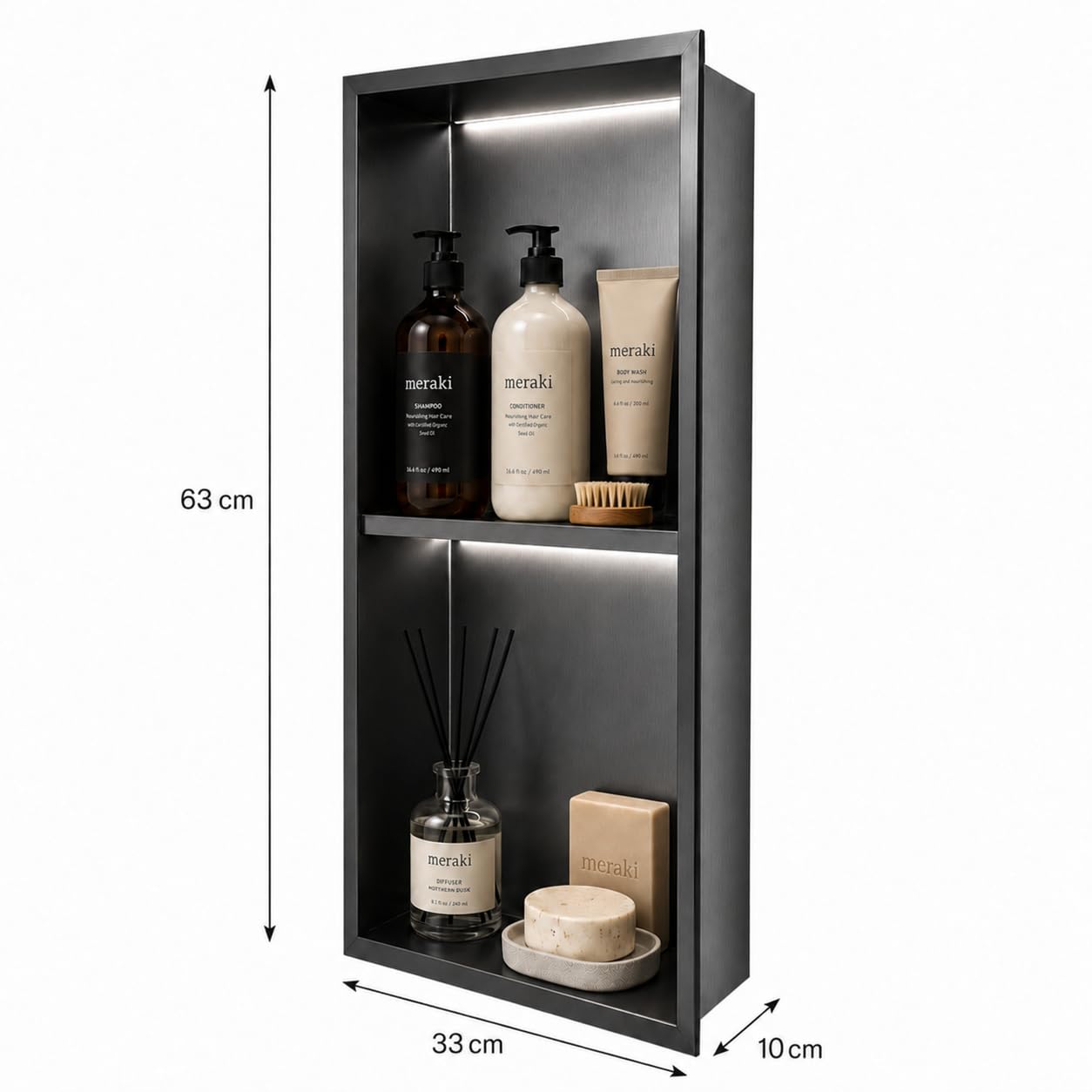 Hornacina Ducha MEDIMEX Marshall HOR006 Black Gun Metal 33x63