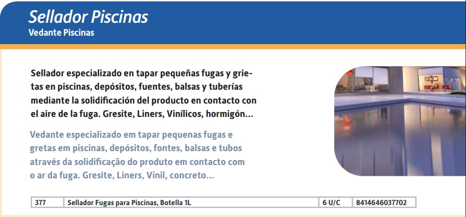 Sellador de Fugas Piscina Unecol 1L.