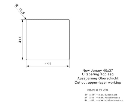 REGINOX R32985 New Jersey - Fregadero de acero inoxidable (40 x 37 cm, a partir de 50 cm de ancho, empotrable, empotrable)