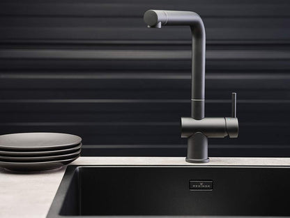 REGINOX R34262 Elite New York - Fregadero de acero inoxidable (50 x 40 cm, 60 cm de ancho, montaje plano), color negro