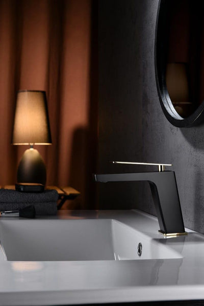 Grifo Lavabo IMEX Suecia BDC032-1NGOLD Negro Mate Oro Brillo