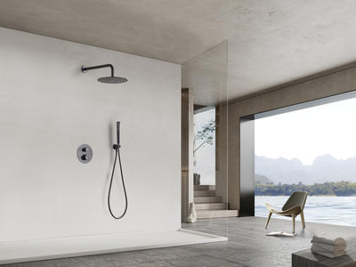 Conjunto Ducha Empotrado Termostático IMEX Nápoles GTN047/BGM Black Gun Metal PVD