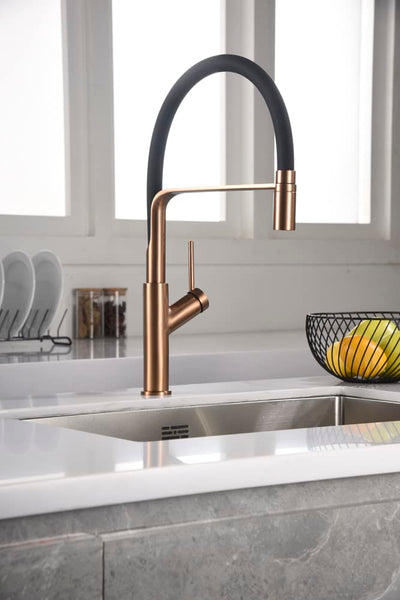 Grifo Cocina Flexible IMEX Sena BDD038-1 Oro Rosa Cepillado