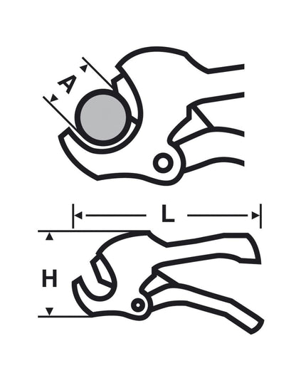 VIRAX InstrumenteNrw PC 50 - Tijeras para tubos de plástico y compuestos de hasta 50 mm, incluye fibra