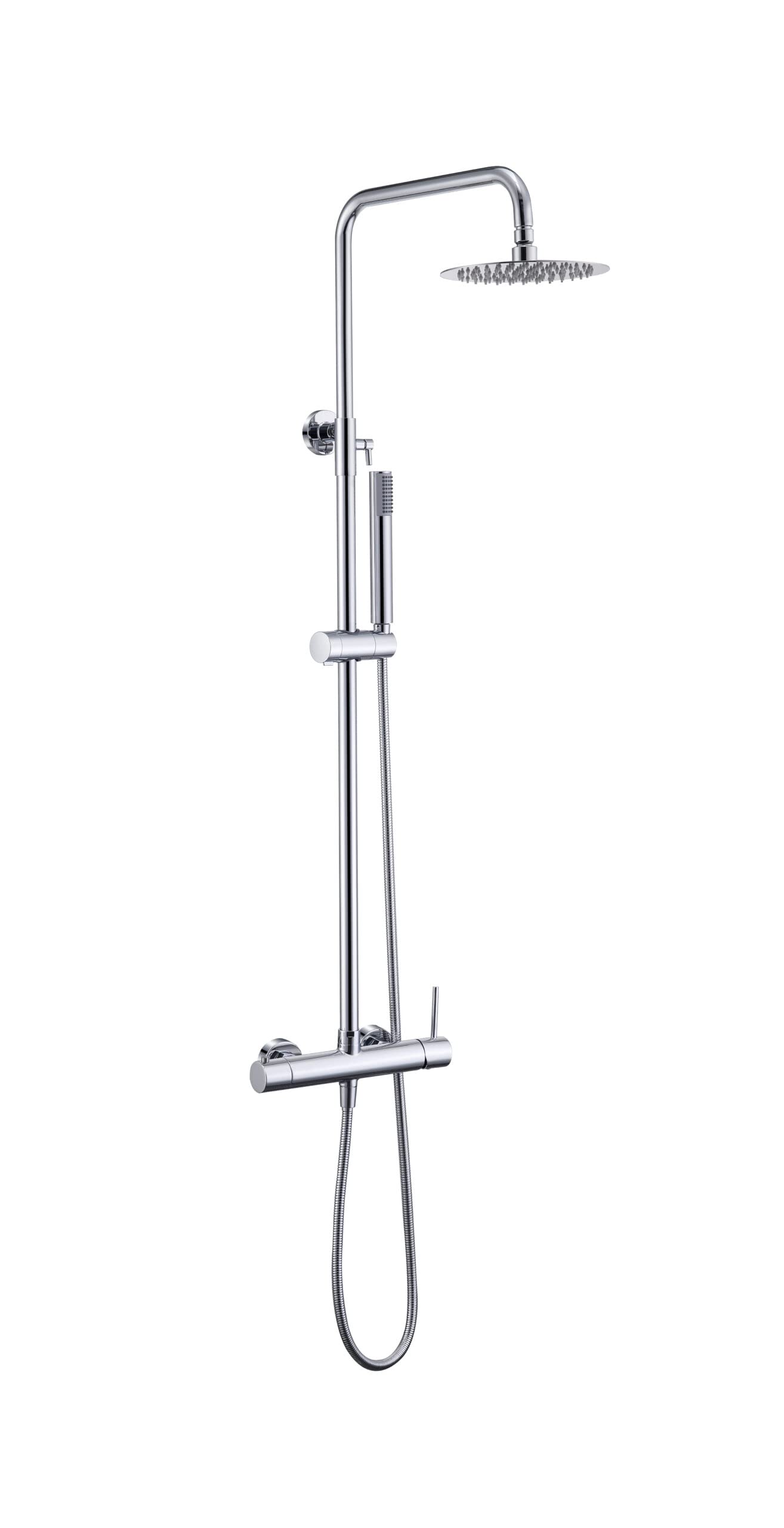 Imex - Barra de Ducha Extensible Monza | Cromado antical, Acero inoxidable S.304, Rociador Ø20 cm, Flexo PVC 1,5 m, Cartucho cerámico Ø35 mm