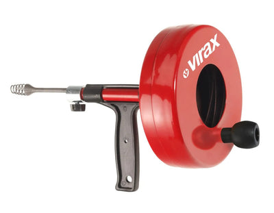 Desatascador Manual de Tambor Virax con Guantes | Uso Profesional