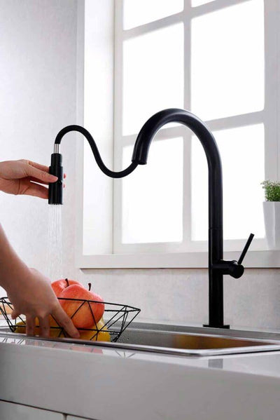 Grifo Cocina Extraíble IMEX Samoa GCE017 Negro Mate