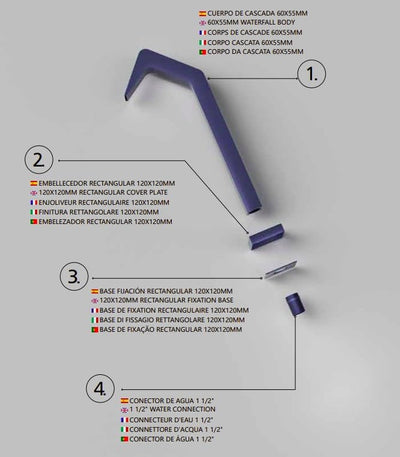 Wasserfall für Schwimmbad 6 cm IMEX NIÁGARA CPN001/AAO Ozeanblau Edelstahl 316