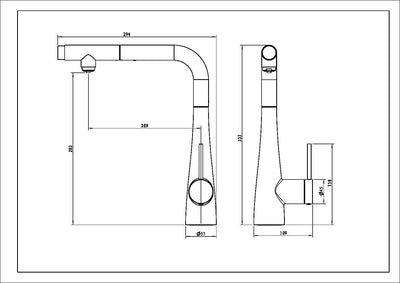 Grifo Cocina para Ósmosis Extraíble IMEX Split GOS005 Negro Mate