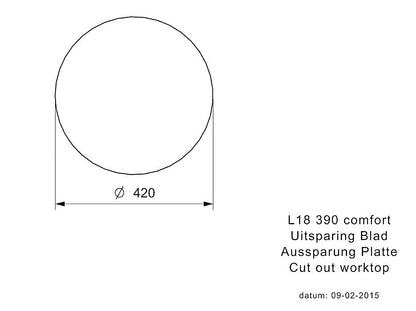 Reginox L18 390 Comfort piscinas redondas de acero inoxidable fregadero ras/montaje bajo la encimera/Plano empotrable – Recorte de dimensiones placa (Diámetro): 420 mm/fregadero Acero Inoxidable