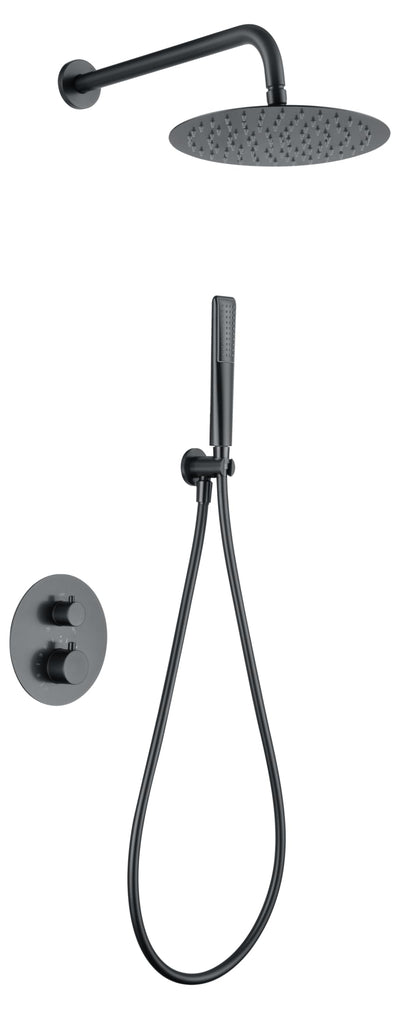 Conjunto ducha empotrado termostático IMEX Nápoles GTN047 BGM Black Gun Metal PVD