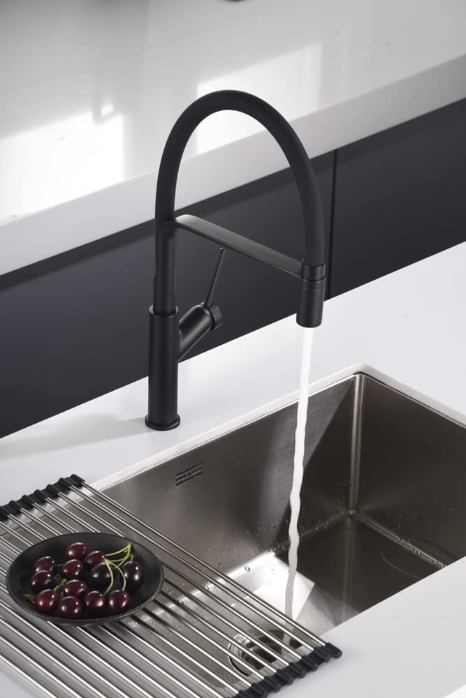 Imex - Grifo Monomando Extraíble Flexible para Cocina Sena | Negro mate, Caño orientable 360°, Diseño moderno y resistente