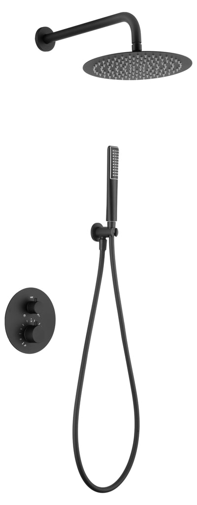 Conjunto Ducha Empotrado Termostático IMEX Nápoles GTN047/NG Negro Mate