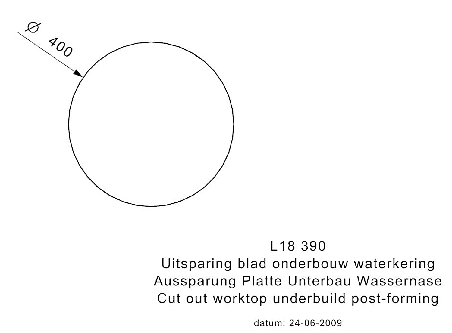 Reginox L18 390 Comfort piscinas redondas de acero inoxidable fregadero ras/montaje bajo la encimera/Plano empotrable – Recorte de dimensiones placa (Diámetro): 420 mm/fregadero Acero Inoxidable