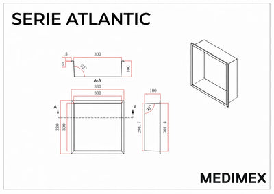 Hornacina Ducha Medimex Atlantic HOR001 Blanco Mate 33x33