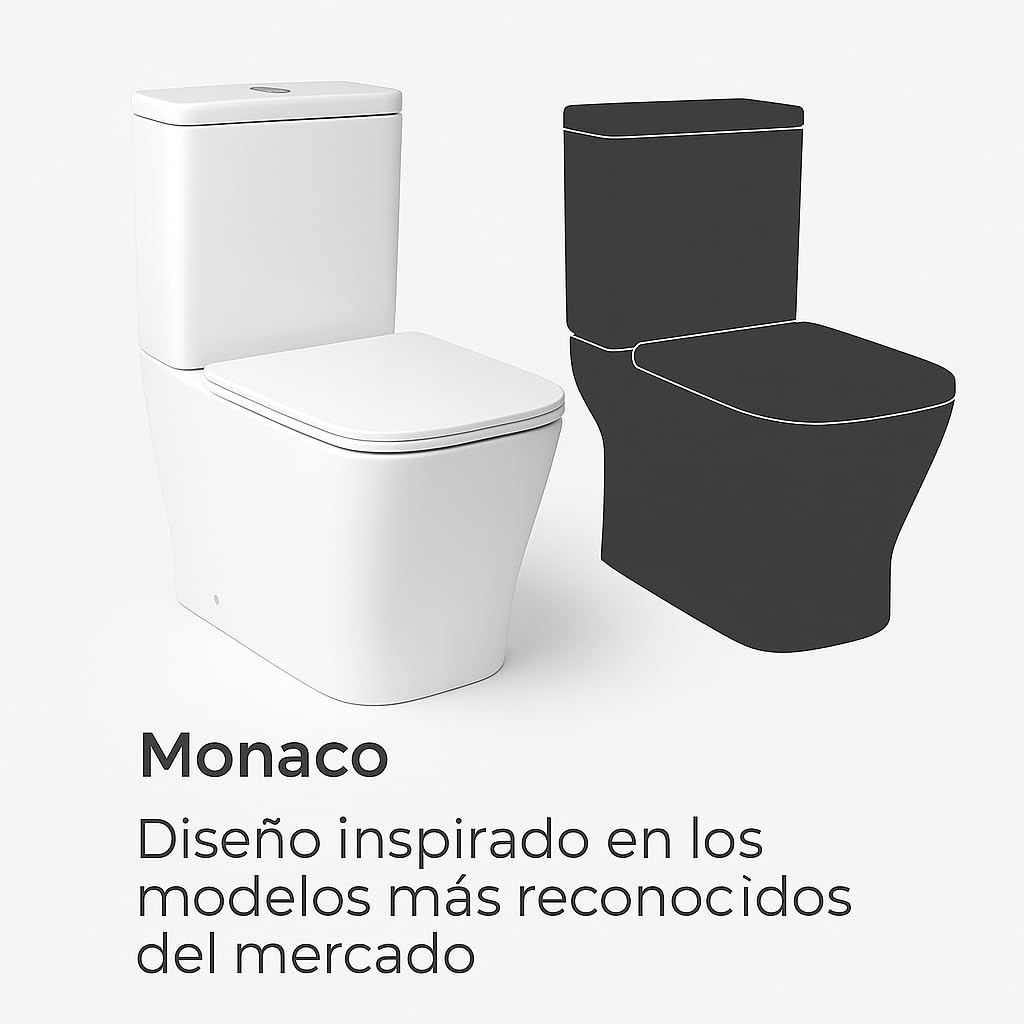 Inodoro Novo Bath MONACO Rimless Blanco | Doble Descarga 3/6L