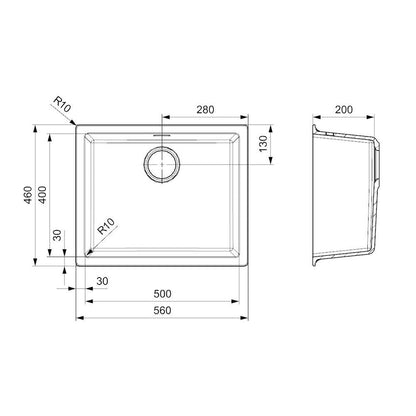 Reginox Amsterdam 50 Grey Silvery Granito fregadero 500 x 400 Gris
