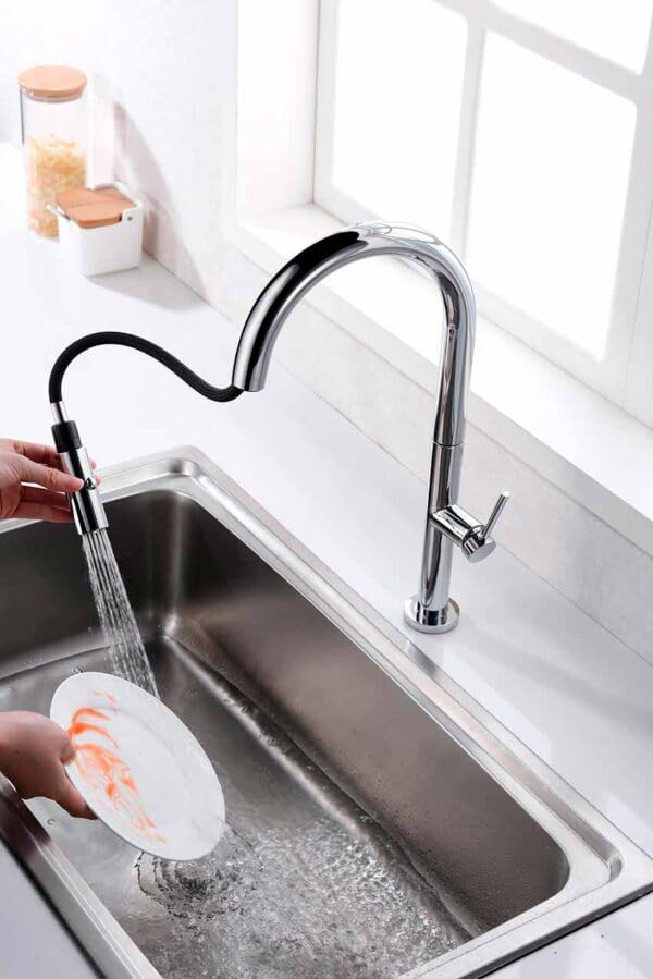 Imex - Grifo Monomando Extraíble para Cocina Samoa | Cromado, Latón de alta calidad, Difusor 2 funciones, Cartucho cerámico Ø25 mm