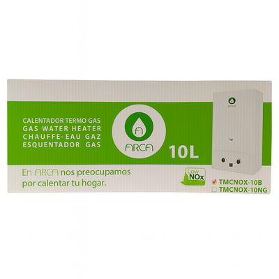 Calentador de Agua ARCA 10 L Gas Butano/Propano | Atmosférico, Encendido Automático