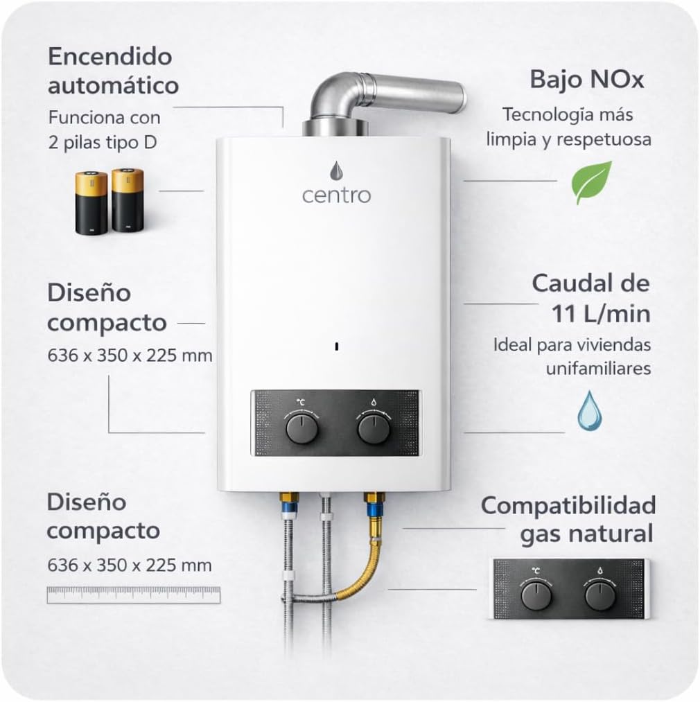 Calentador Centro Confort Apolo 11 L Gas Atmosférico Low NOx | Encendido Automático