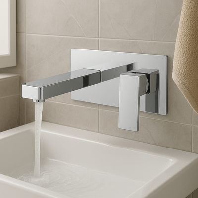 Grifo Lavabo Empotrado IMEX Suiza Cuadrado GLE020 Cromado