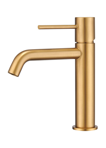 Imex - Grifo Monomando para Lavabo Monza BDM039-1 | Oro cepillado, Cartucho cerámico Ø26 mm, Flexos 3/8”