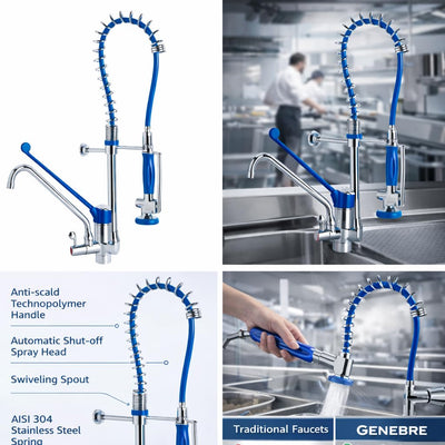 Grifo Columna Prelavado Profesional Genebre 1803 04 Cromo
