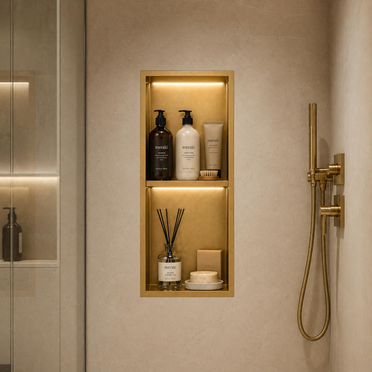 Hornacina Ducha MEDIMEX Marshall HOR006 Oro Cepillado 33x63