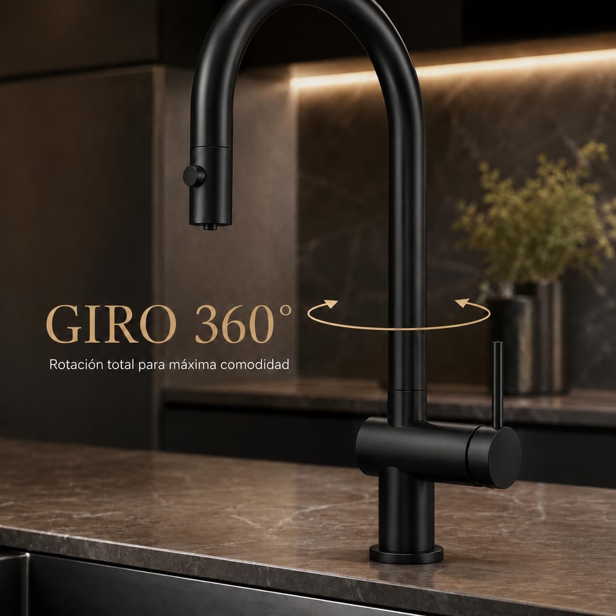 Grifo Cocina Extraíble IMEX Lazio GOS006/NG Negro Mate