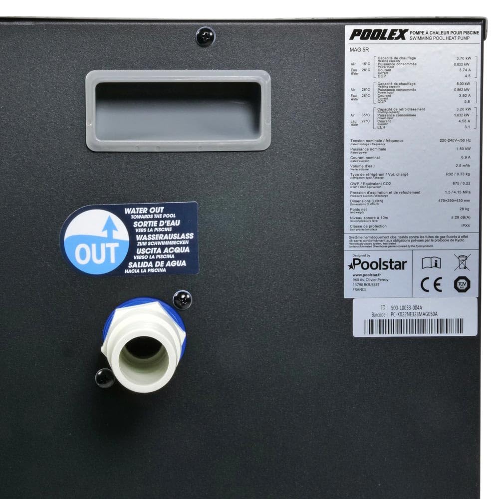 Bomba de Calor Poolex MAG 5 kW para Piscina | WiFi, Titanio, hasta 15 m³