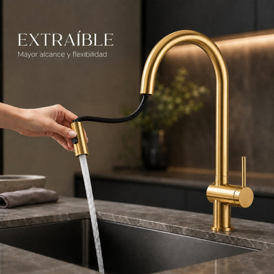 Grifo Cocina Extraíble IMEX Lazio GOS006/OC Oro Cepillado