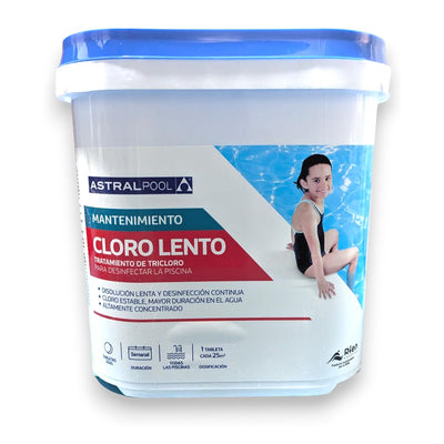 Cloro lento en tabletas 250 g Astralpool 5 kg tricloro para piscina