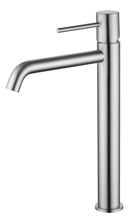 Imex - Grifo Monomando Alto para Lavabo Monza | Níquel cepillado, Cartucho cerámico Ø26 mm, Flexos 3/8”