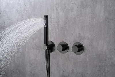 Ducha Empotrada Termostática IMEX Assen GTA052/NG Negro Mate Ø25 cm